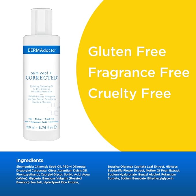 DERMAdoctor Hydrating Cleansing Oil and Makeup Remover; Dermatologist Formulated Gentle Fragrance Free Face Cleanser with Jojoba Oil and Hibiscus Extract - 6.67 fl. oz.