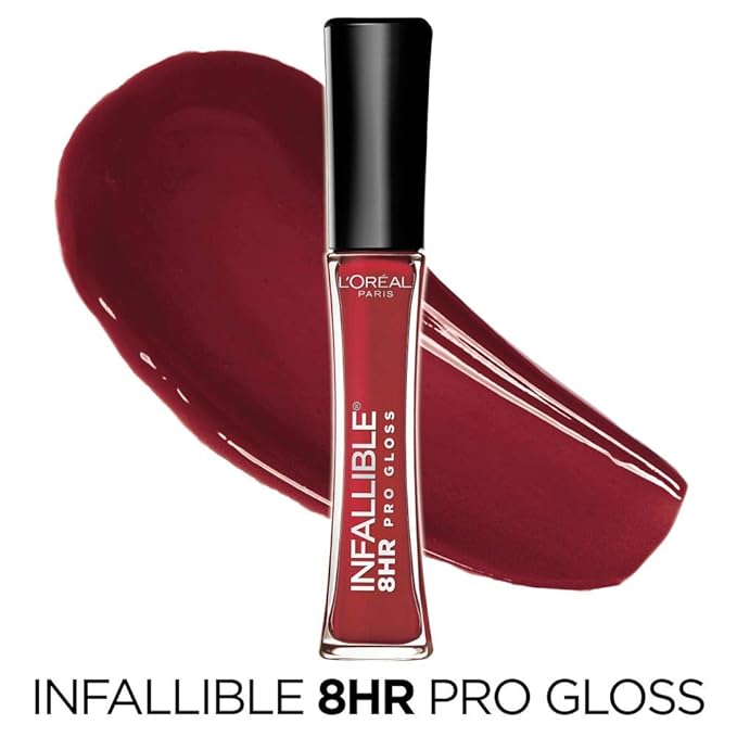 L'Oreal Paris LβOreal Paris Makeup Infallible 8 Hour Lip Gloss, Comfortable & Hydrating Formula, Rebel Red, 0.5 fl.oz.