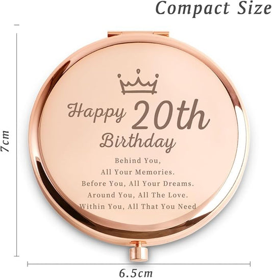 21st Birthday Gifts for Women, Best Female Presents for 21 Year Old Her Daughter Niece Granddaughter Sister Girlfriend Friend, Personalized Engraved Compact Mirror Gift Ideas