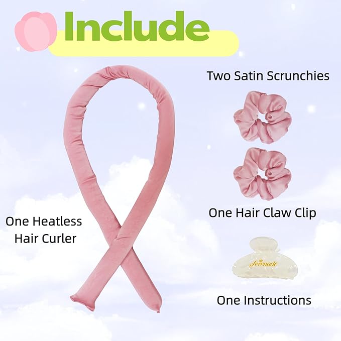 Serenade Sparkling Satin Heatless Curls Overnight, Heatless Hair Clurer Curling Rod Headband, No Heat Curling Rod Hair Roller for Women and Girls to Sleep in, Blue