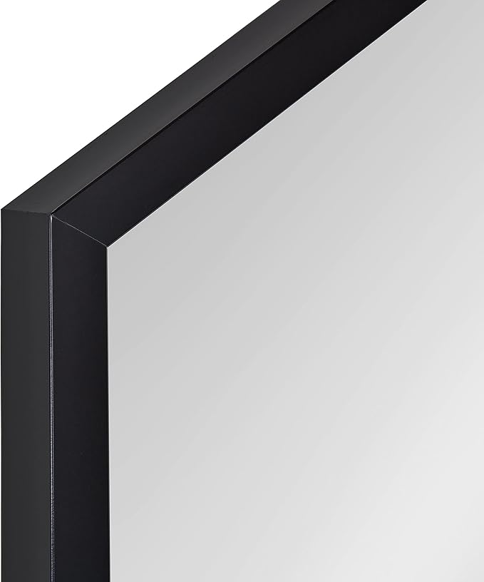 Kate and Laurel Laverty Modern Framed Hexagon Mirror, 22" x 31", Black, Contemporary Geometric Wall Decor