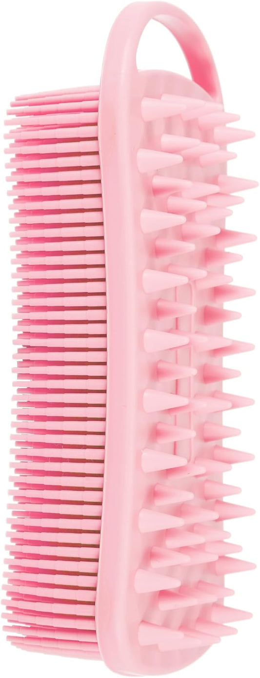 VOCOSTE Silicone Body Scrubber, 2 in 1 Body Brush Hair Scalp Massager, Soft Body Scrubbers for Use in Shower, Lathers Well Exfoliating Body Scrubber for All Skin Types, Pink