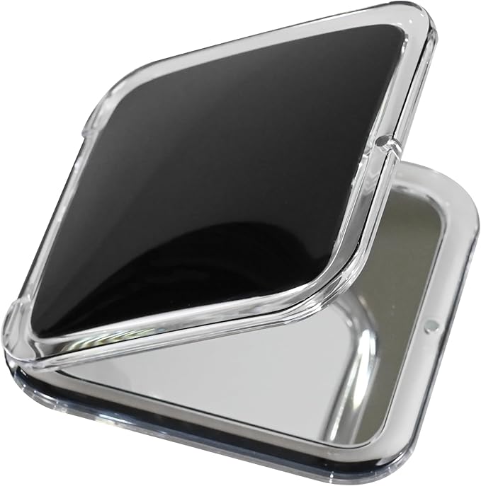 MIRRORVANA 30X Compact Magnifying Mirror for Travel, Handheld and Foldable Square Design - Lightweight Mini Pocket-Sized Magnified Mirror, Ideal for Purse or Handbag Use - 3.3" x 3.3" (Black)