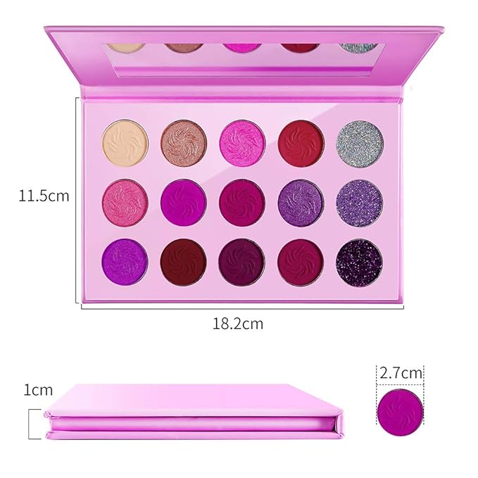 Afflano Purple Eyeshadow Palette Makeup Matte Glitter, Highly Pigmented Pink Eye Makeup Pallet, Dream Purple Pink Dark Red Violet Cute Bright Shimmer Travel Eyeshadow Pallet for Girl Women