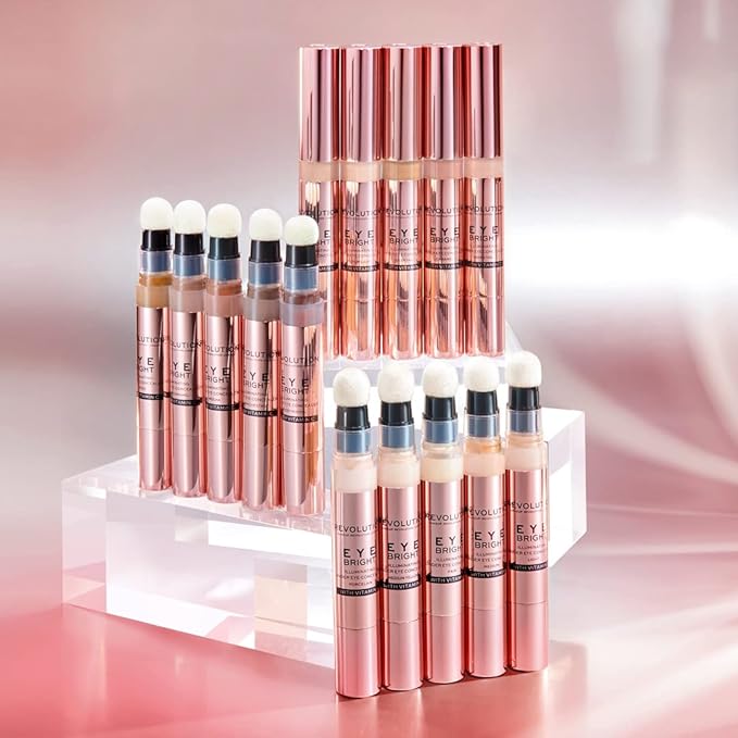 Makeup Revolution Eye Bright Concealer, Buildable Coverage, Dewy Finish, Tan, 3ml