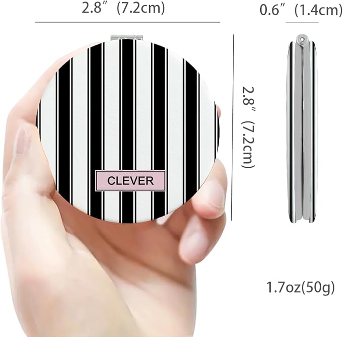 Cheap Small Compact Mirror, Round 2.8” Metal Frame PU ClothLines Style Double Sided Mini Magnifying 1X/3X Mirror for Purse Compact Travel Mirror (ClothLines02)