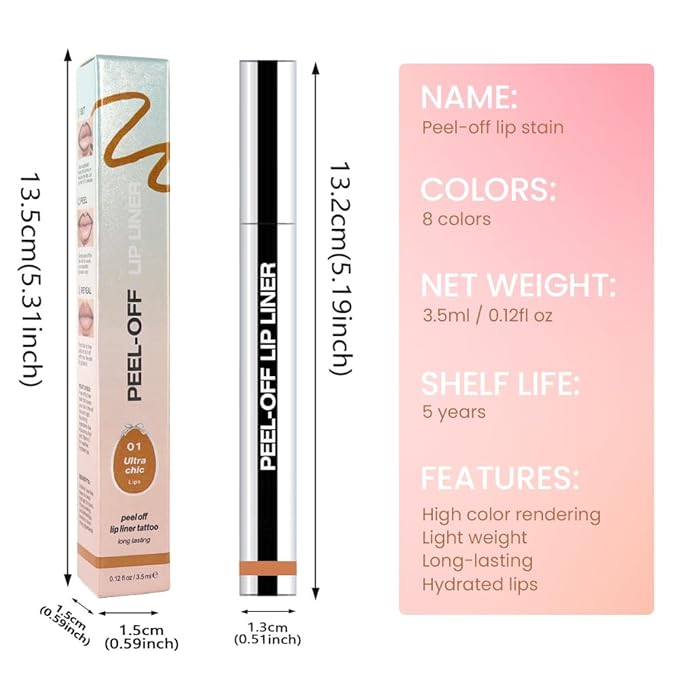 Matte Lip Gloss Stain-Peel Off Lip Liner Tattoo, Orange Brown Lip TintοΌLong Lasting Peel Off Lip Stain, Waterproof Transfer-proof Lip Mask Lip Liner Peel Off Lip Gloss,Stayn Lip Makeup. #01