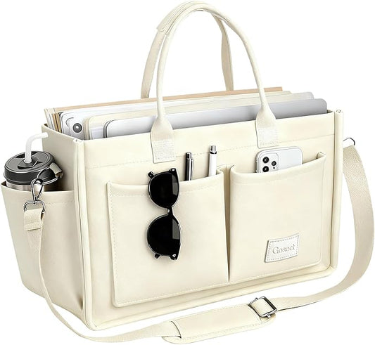 Canvas Tote Bag for Women With Pockets, Laptop Work Crossbody Purses Everything Shoulder Tote Bag Everyday Satchel Handbags