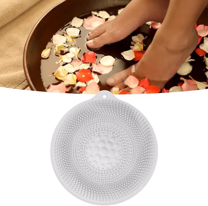Foot Massage Pad Rubber Shower Brush Adsorbent Mini Scrubber Foot Scrub Pad Exfoliating Soothing Tired Feet Clean Reuse Home Travel(Light Grey)