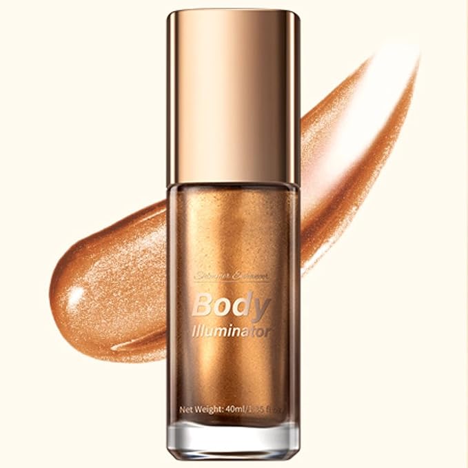 MAEPEOR Body Luminizer 5 Colors Smooth Subtle Shimmer Illuminator Moisturizing Long Lasting Summer Glow for Face and Body (40ML, 03 Bronze Gold)