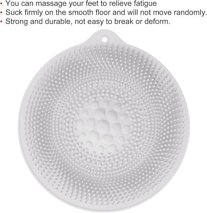 Foot Massage Pad Rubber Shower Brush Adsorbent Mini Scrubber Foot Scrub Pad Exfoliating Soothing Tired Feet Clean Reuse Home Travel(Light Grey)