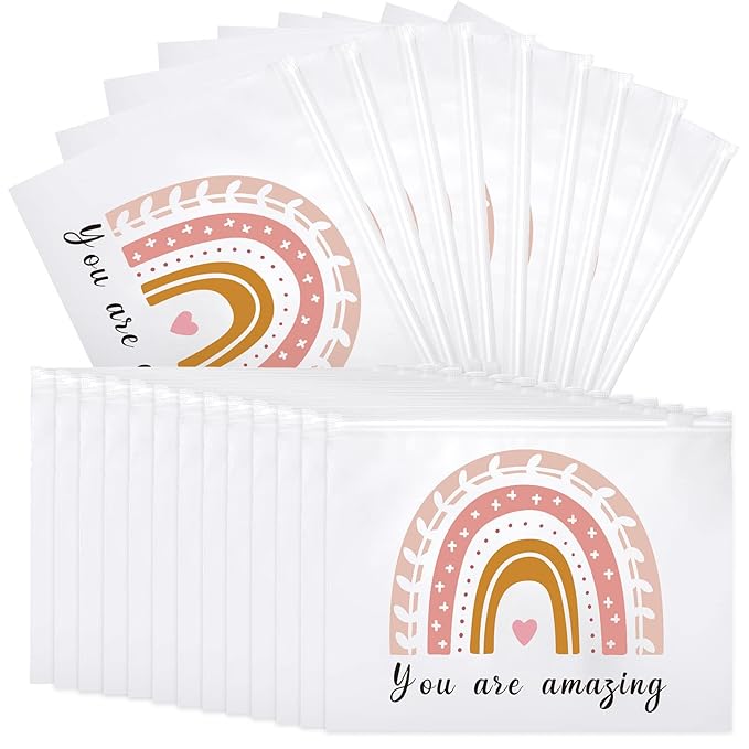 100 Pcs Inspirational Gifts for Girls Women Travel Cheer Makeup Bag Bulk Loved Quotes Cosmetic Bags with Zipper Thank You Encouragement Birthday Gift Bag for Nurse Teacher Friend (You Are Amazing)