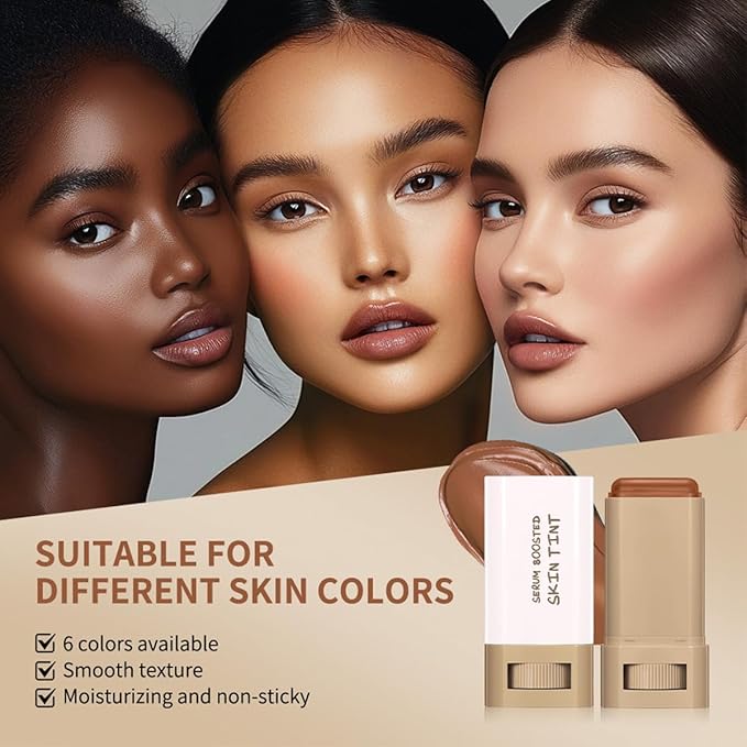 Beauty Balm Serum Boosted Skin Tint,Skin Tint Stick,Solid Tinted Moisturizing Serum Foundation Stick,Long-Lasting Moisturizing Flawless Face Makeup for Women (#06,18 g)