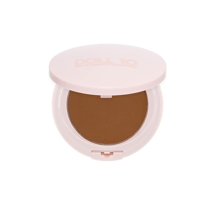 Doll 10 T.C.E. Super Coverage Serum Powder Foundation - Lightweight Buildable Full Coverage Hydrating Anti-Aging Face Makeup (Deep)