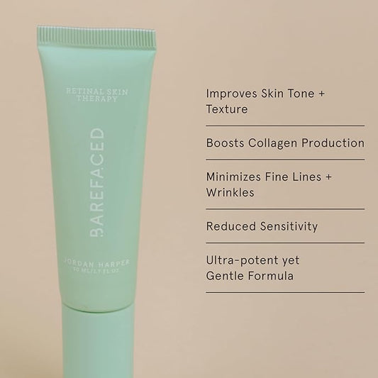Barefaced Retinal Skin Therapy 30ml - Retinaldehyde & Bakuchiol Serum for Firming, Reducing Fine Lines & Wrinkles, Improving Skin Tone & Texture w/ Shea Butter, Jojoba Oil & Argan Oil