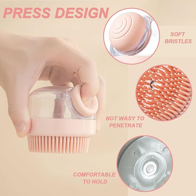 Shower Brush for Body - Silicone Cradle Cap Brush - 2-in-1 Soft Bath with Bubbler 2PCS