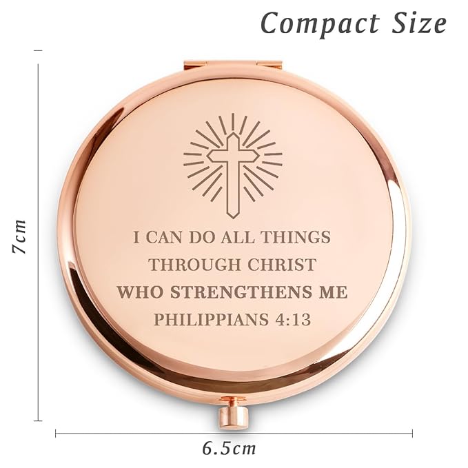 Inspirational Gifts for Women Girls, Christian Compact Mirror, 2025 Graduation Gifts for Her, Personalized Mothers Day Birthday Gift for Mom Wife Sister Daughter Niece Friends Granddaughter Grandma
