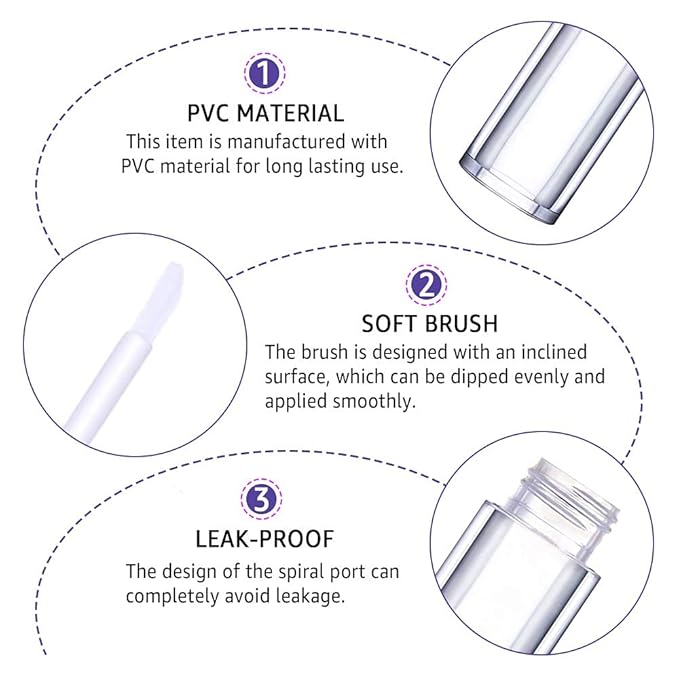 AMORIX 50PCS Lip Gloss Tubes with Wand 5ml Empty Lip Gloss Containers Lip Gloss Supplies Kit + 3pcs Syringes for DIY Lip Gloss Base, Full Pearl Diamond