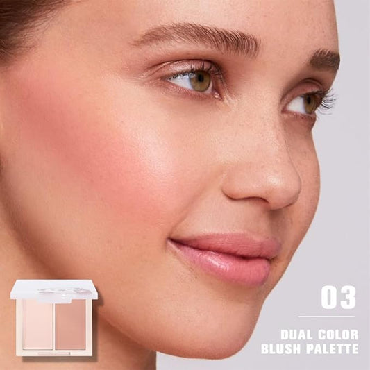 Dual Matte Powder Blush Palette β Nude Beige & Light Brown β Matte Natural Blush for Women, Buildable & Long Lasting Face Blush Makeup, Lightweight Vegan Cheek Blush for All Skin Tones 03#