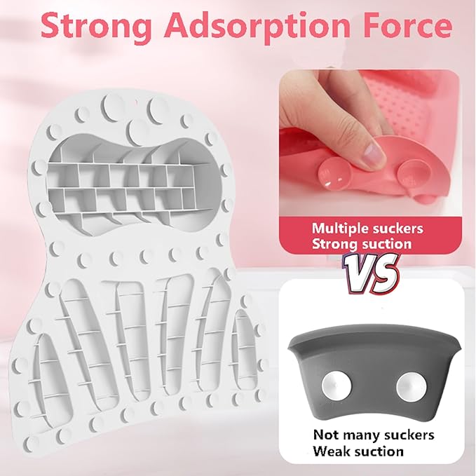 Bath Silicone Pillow Luxury Bathtub Pillow with Non-Slip Suction Cup (White)