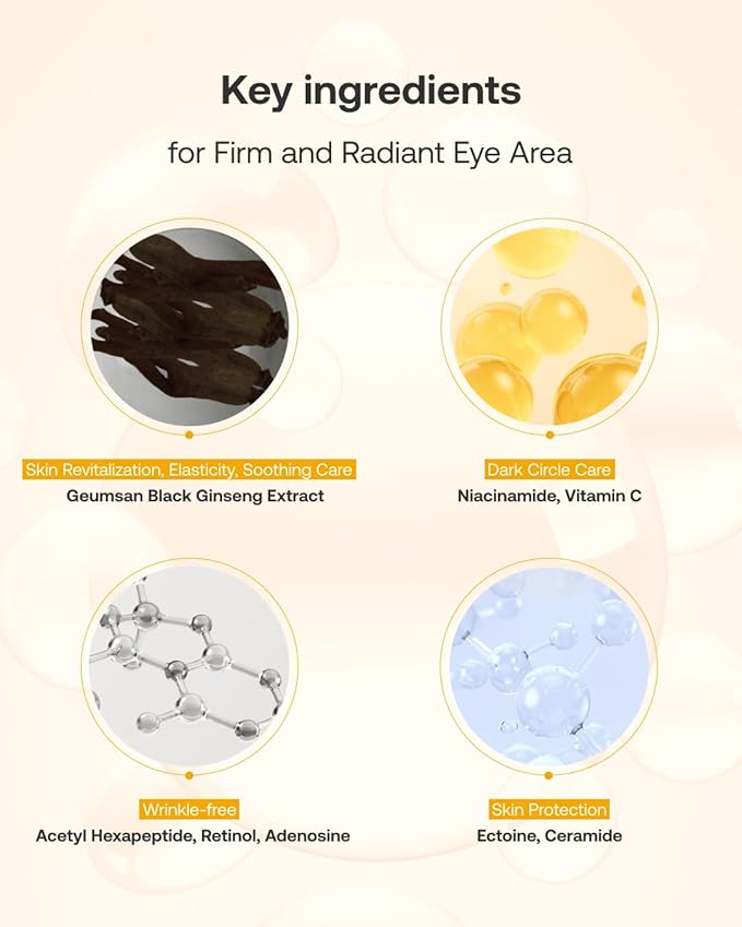 Geumsan Black Ginseng Peptide Under Eye Patches for Dark Circles & Wrinkles 2 Patches, Hydrocolloid Eye Mask for Firming & Hydration, Korean Skincare, Deep Absorption Technology