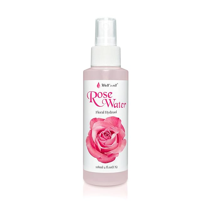 Well's Oil Rosewater Mist Spray (4 Fl oz) β Hydrates, Soothes & Refreshes | 100% Natural | No Chemical | For All Skin and Hair Types