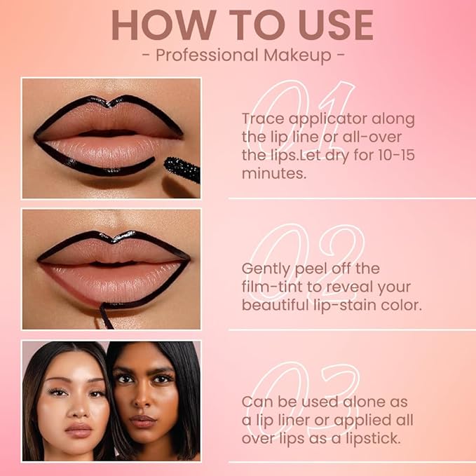 Matte Lip Gloss Stain-Peel Off Lip Liner Tattoo, Orange Brown Lip TintοΌLong Lasting Peel Off Lip Stain, Waterproof Transfer-proof Lip Mask Lip Liner Peel Off Lip Gloss,Stayn Lip Makeup. #01