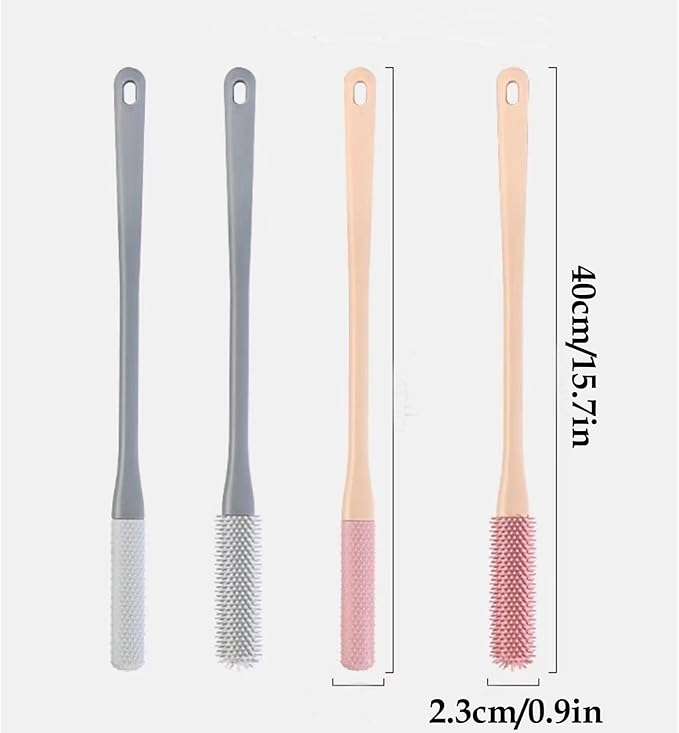 Toe Cleaning Brush,15.7" Foot Scrubber in Shower with Long Handle Shower Foot Scrubber Foot Brush Toe Scrubber for Exfoliating for Men,Women and Seniors(Pink)