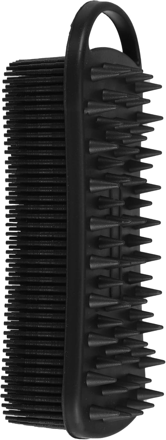 VOCOSTE Silicone Body Scrubber, 2 in 1 Body Brush Hair Scalp Massager, Soft Body Scrubbers for Use in Shower, Lathers Well Exfoliating Body Scrubber for All Skin Types, Black
