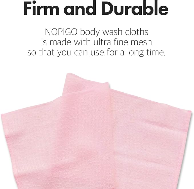 Premium Exfoliating Washcloth Towel(3 Color) Korean Loofah Bath Sponge Long Back Scrubber African Bath Sponge African Long Net for Shower/It Becomes Softer as You use.by NOPIGO