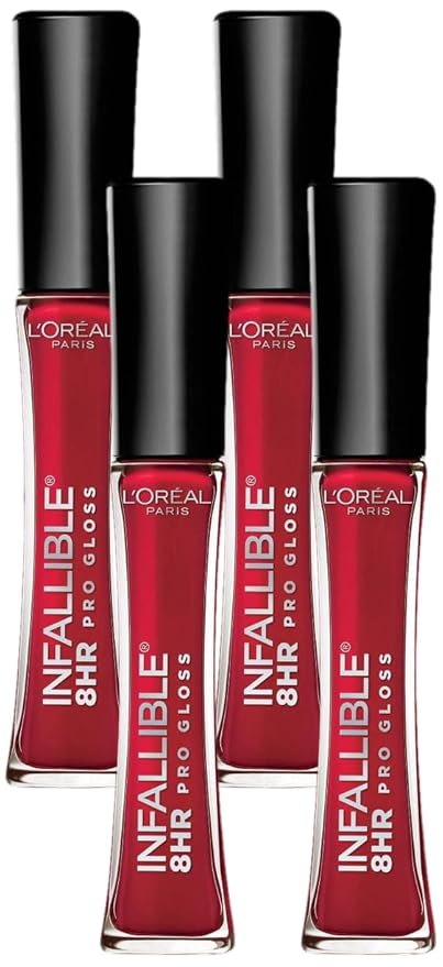 L'OrΓ©al Paris Infallible 8 HR Pro Gloss, Red Fatale, 0.21 fl. Oz. (Pack of 4)