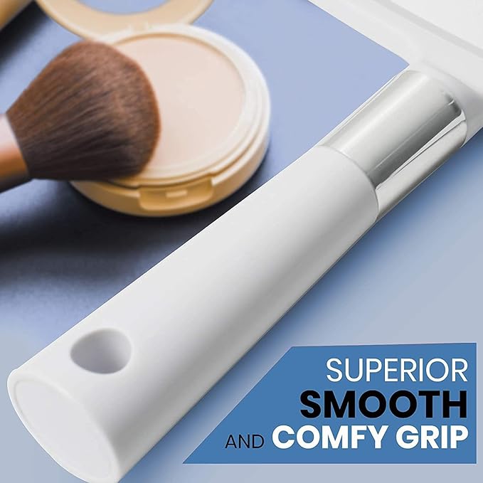 MIRRORVANA® Large Hand Held Mirror with Comfy Handle for Women and Men - Personal Barber Haircut Mirror to See Back of Head - Espejo de Mano - 9" x 13" (White)