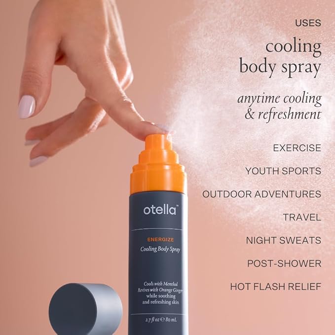 Cooling Body Spray with Menthol and Aromatherapy Orange Ginger Scent to help you Energize, 2.7 oz. | Anytime Immediate Heat Relief | TSA Approved | Gluten Free | Vegan | Paraben Free