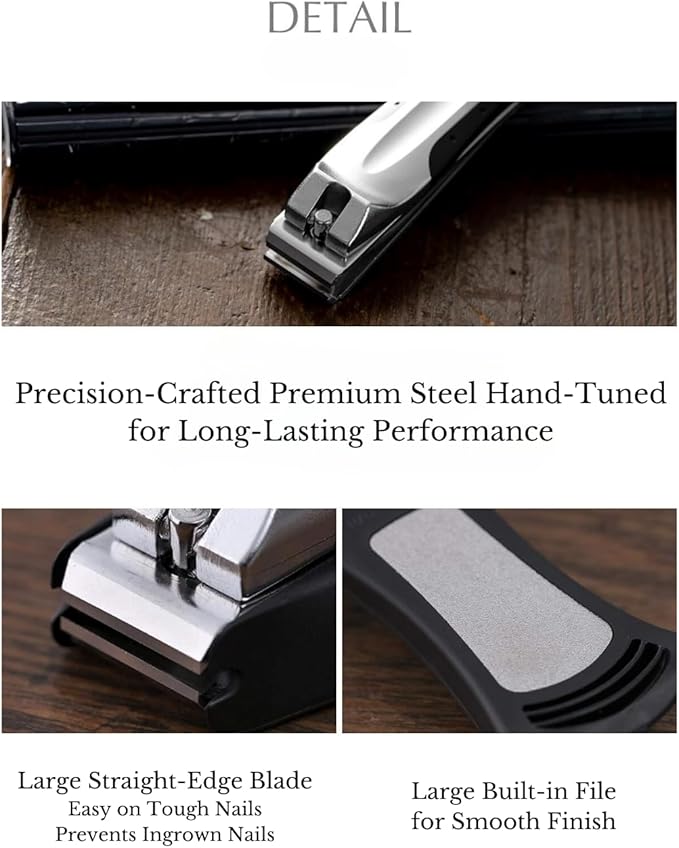 KAI Japanese Nail Clippers With Side Nail File, Stainless Steel, Large, Made in Japan