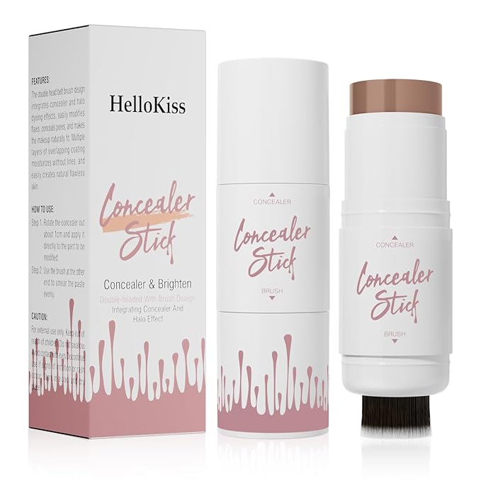 HelloKiss Concealer Brighten Stick Makeup Sticks Blush Stick With Soft Brush Waterproof Multi-Use Longwear Makeup (M09#)