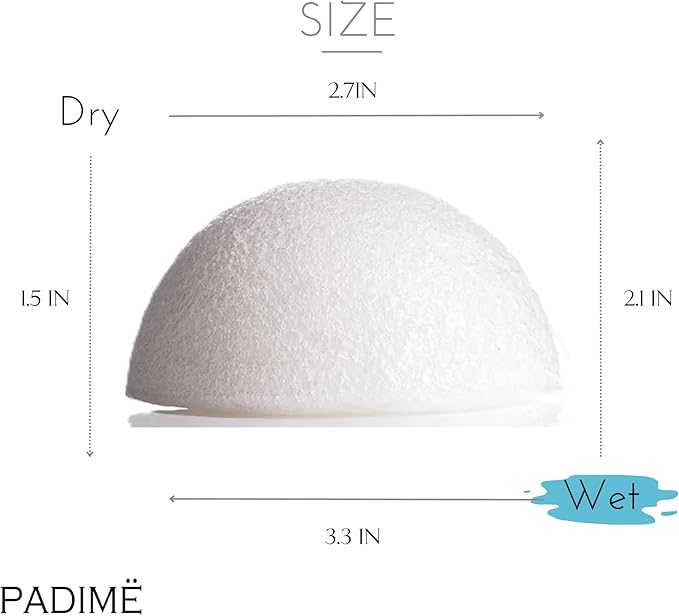 Padime 2pcs | Real Konjac Sponge Face | Natural for Face Cleansing | Korean Routine | Charcoal Sponge & Pure Konjac for Cleansing and Exfoliating | 100% Natural & EcoFriendly