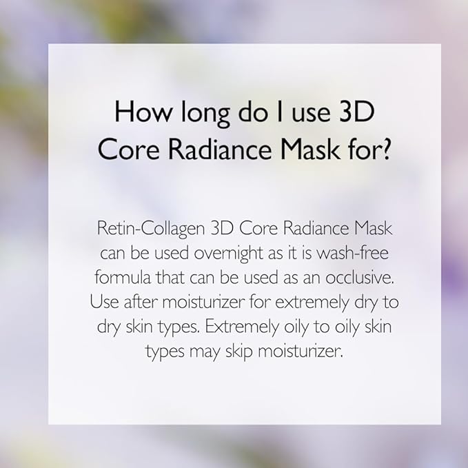 Retin-Collagen 3D Core Radiance Mask β Firming Wash-Off Mask with Peptides & Bakuchiol, Tightens & Nourishes Skin, Restores Radiance & Glow, For All Skin Types, 2.54 fl.oz.
