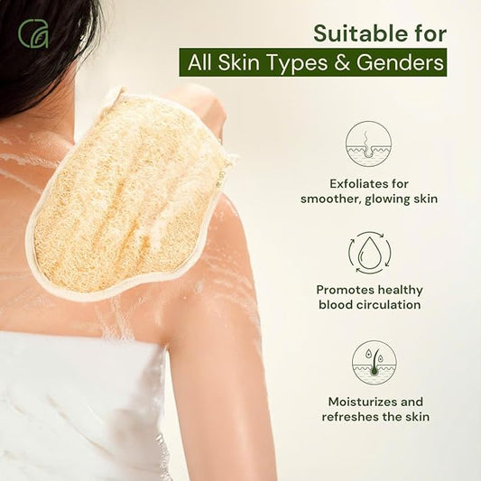 Chill Ah Green Glow Dual-Sided Loofah Bath Mitts (2-Pack) β 100% Plant-Based, Dye-Free, Biodegradable, Handcrafted in Vietnam β Natural Exfoliating Gloves for Glowing Skin