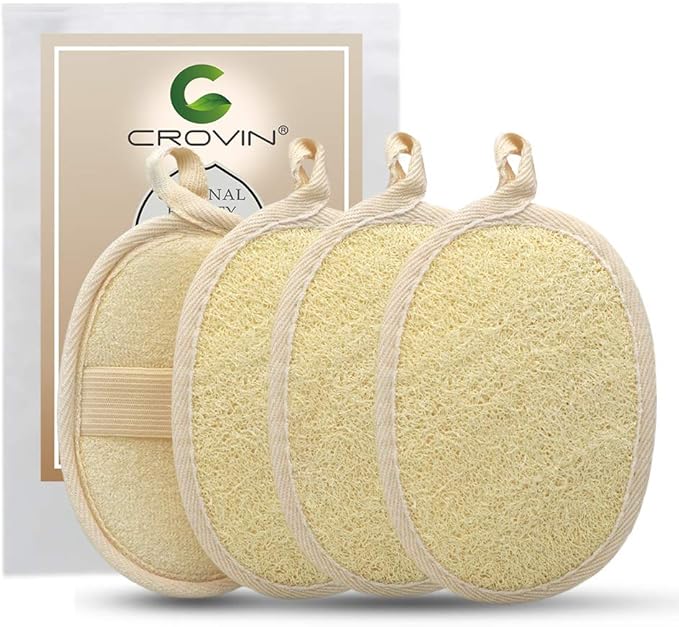 Bigger 5x7 Natural loofah Sponge for Exfoliating and Invigorate Your Dead Skin - Eco Friendly and Biodegradable All-Natural Loufa - Deeply Clean Your Body Pack of 4