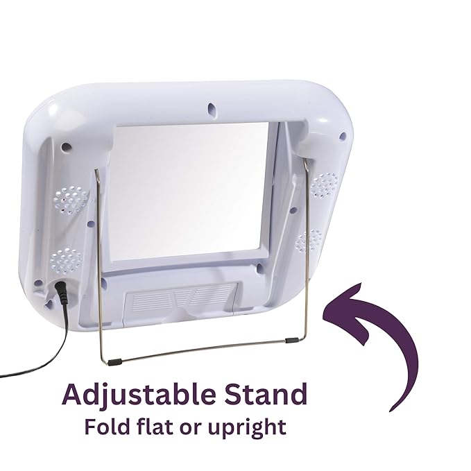 JERDON Two-Sided Bluetooth Makeup Mirror with Lights - Vanity Mirror with 5X Magnification & Multiple Light Settings - White Base - Model J1025