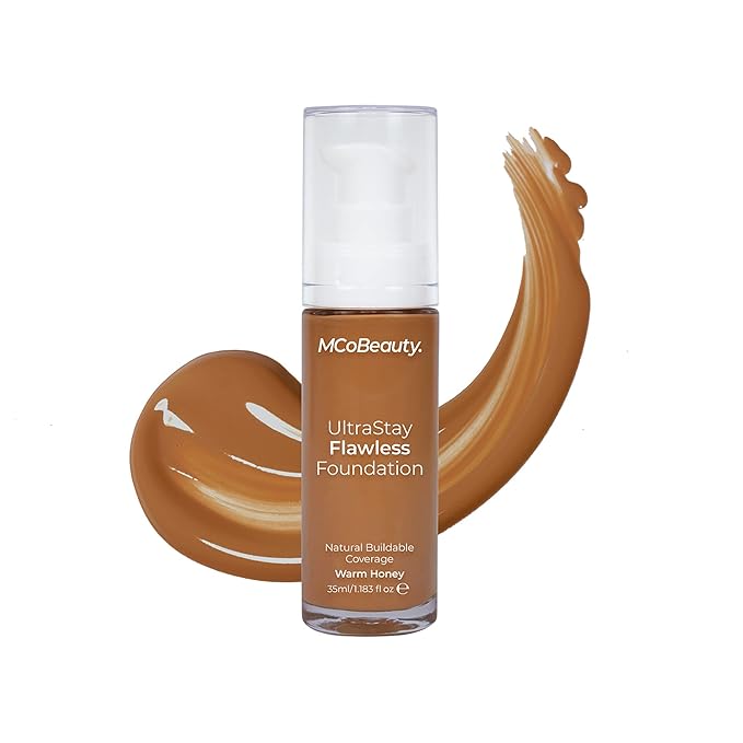 MCoBeauty Ultrastay Flawless Foundation - Offers Medium To Full Coverage With A Natural Matte Finish - Controls Oil - Rich In Antioxidants To Protect And Nourish The Skin - Warm Honey - 1.18 Oz