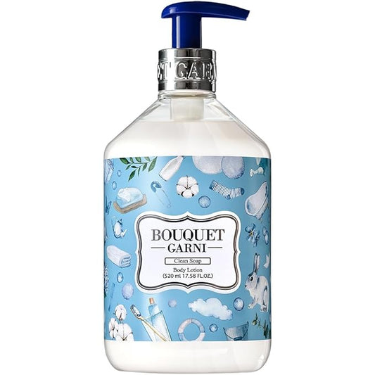 Bouquet Garni Body Lotion Clean Soap Fragrance - Long-lasting Moisture & Fragrance, Non Sticky Texture (Containing Shea Butter Rich in Vitamin A, C, E) - 17.6 oz