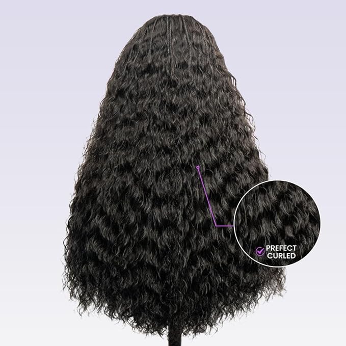 Braided Wigs for Black Women 200% Density Glueless Wigs Human Hair Pre Plucked Pre Cut 9x6 Lace Front Wig Deep Wave Human HairοΌBlack CurlyοΌ18inch
