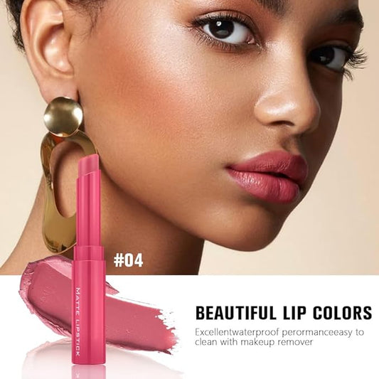 6-Color Velvet Matte Lipstick Balm-in-Pencil for Lips Makeup, Ultra Hydrating, Long-Lasting High lmpact Color Soft Finish, Waterproof Moisturized Lips