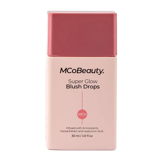 MCoBeauty Super Glow Blush Drops, Peach Pink, Luminous Flush for Radiant Cheeks, Vegan, Cruelty Free Cosmetics