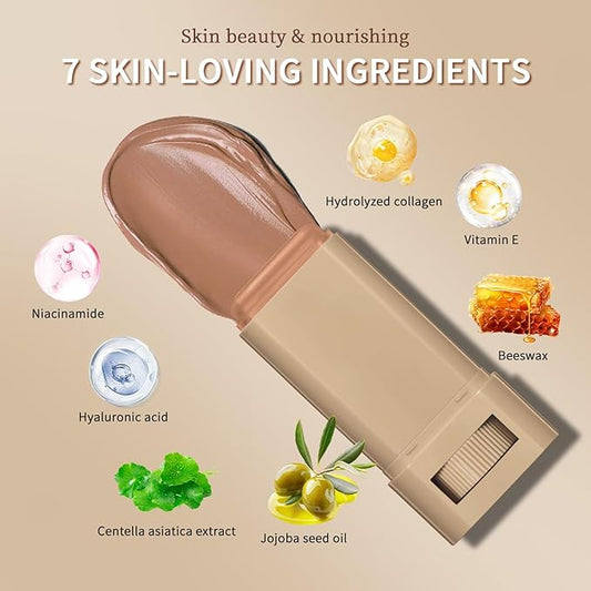 Beauty Balm Serum Boosted Skin Tint, Foundation Stick Solid Tinted Moisturizing Serum Contour Stick for Face Makeup, Buildable Medium-to-Full Coverage, Natural Finish (#06, 1 Count)