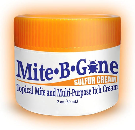 Mite Cream & Bite Relief - 10% Natural Blend Sulfur Cream for Multi-Purpose Bites, Redness, Itching, & Irritation | Safe for Kids and Adults | Fast & Effective for All Skin Types| 2oz