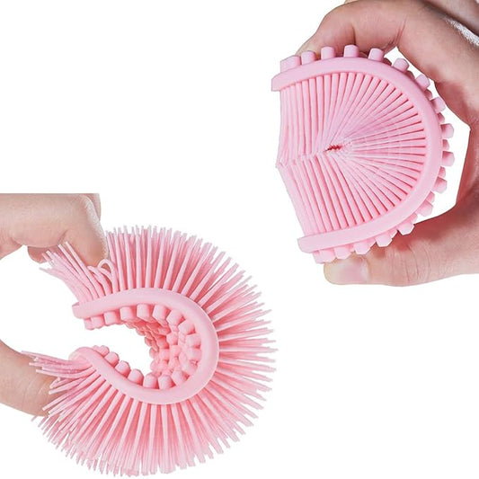 Exfoliating Silicone Body Scrubber 2 in 1 Silicone Shower Brush Natural Bristle Massager Bath Sponge Gentle Scrub Skin Exfoliation For Face and Body Massage Nubs Improve Blood Circulation Set of 2