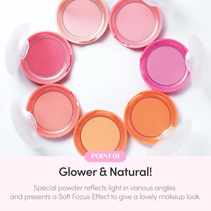 ETUDE Lovely Cookie Blusher - Sweet Coral Candy 4g | Glowing & Natural Powder Blush with Long-Lasting Sebum Control | Easy Application | Korean Makeup, Kbeauty, Perfect for Gift