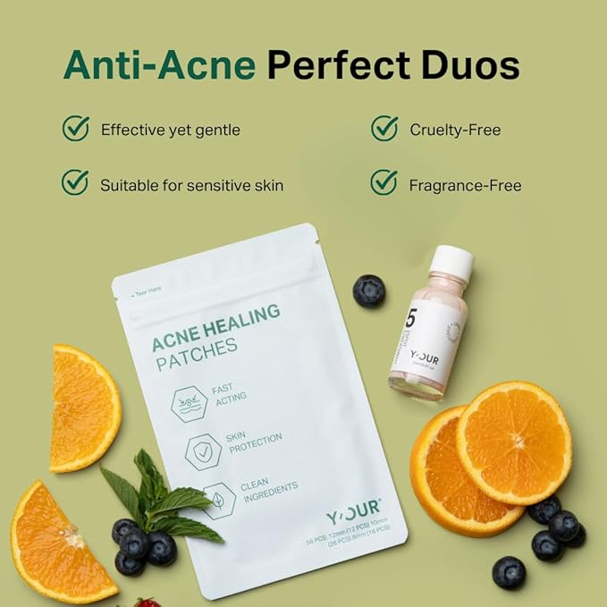 YβOUR Essential Acne Treatment Duo: Spot Treatment & Healing Patches; Pimple Clearing, Pore Minimizing Skincare. Made in USA. Basic Routine for All Skin Types